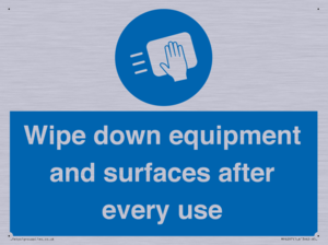 Wipe down equipment and surfaces after every use